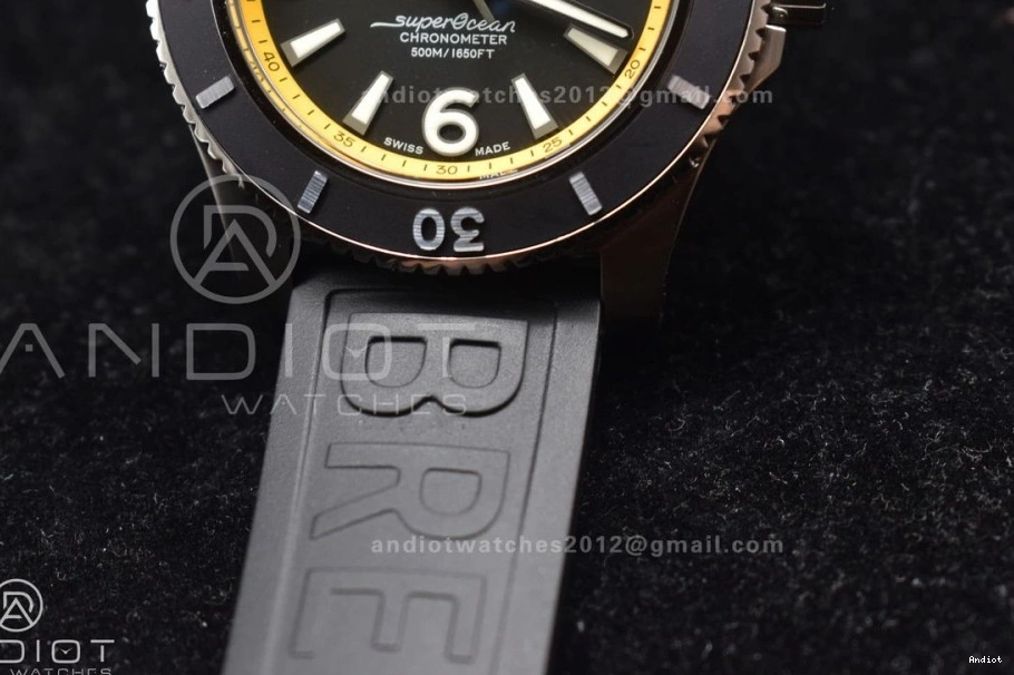 A2824 Bezel TF and Rubber Black On with 44 Dial Yellow Black Rehaut Edition 1:1 Superocean Strap Best Automatic 1128